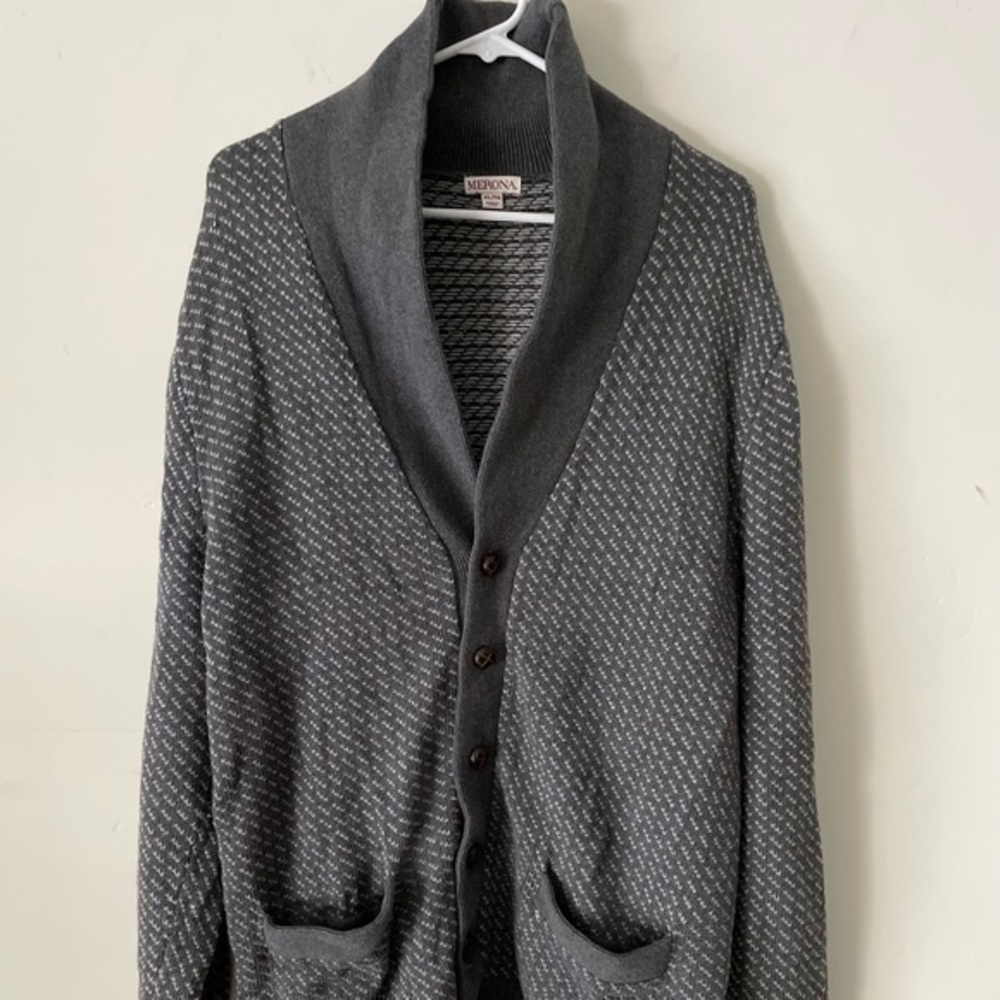 Merona Sweaters | Merona Men's 100% Cotton Gray Cardigan Button Down